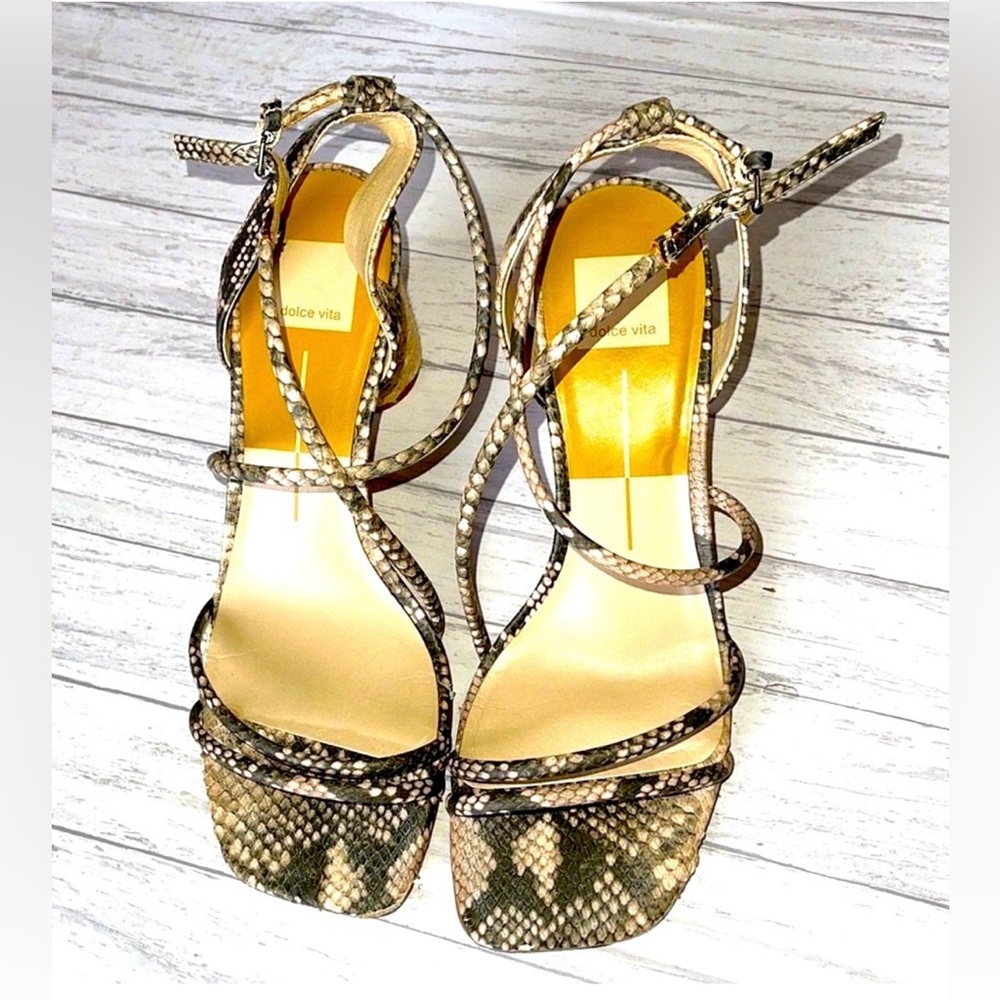 DOLCE VITA Nico Snake Print Heel- Sandals. Size 9 - Picture 2 of 7